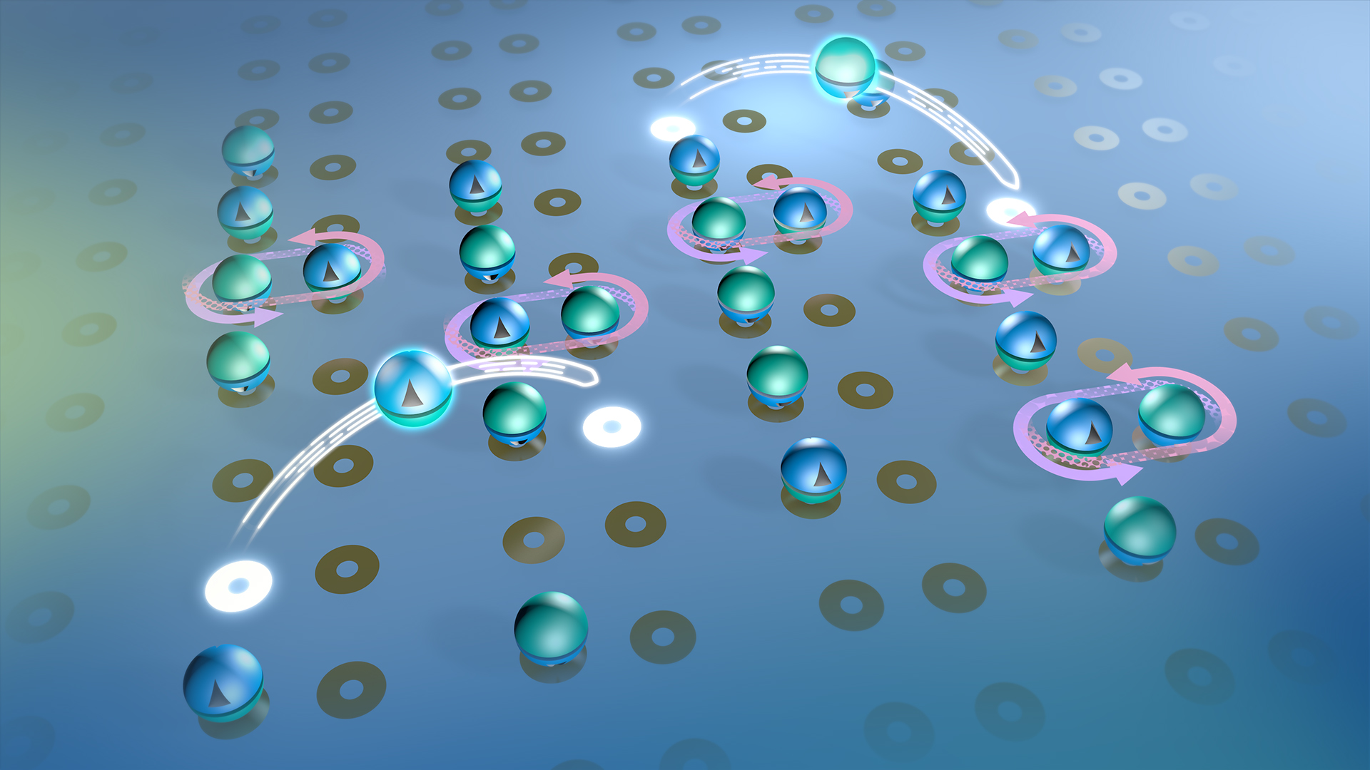 Cold-atom optical lattice illustration with digital control paths